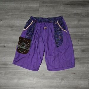 Vintage‎ Rococo Graphic Shorts Embroidered Patchwork Purple Artsy Unique Size XL
